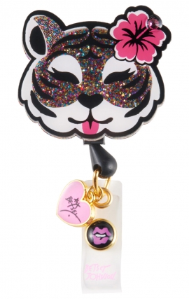 BA156 Betsey Johnson Retractable Shaker Badge Reel by koi - Betsey Tiger
