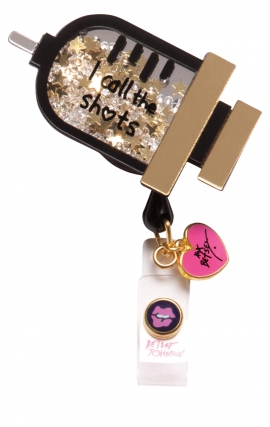BA156 Betsey Johnson Retractable Shaker Badge Reel by koi - Syringe