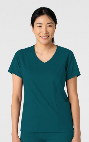 *FINAL SALE 3XL 6251 Boundless Curved V-Neck Top with 3 Pockets by WINK