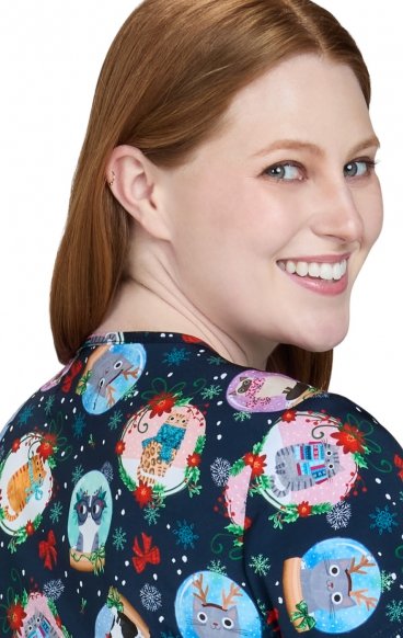 384PRA koi Artist Series Leslie Print Top - Holiday Cats 384PRA koi Artist Series Leslie Print Top - Holiday Cats