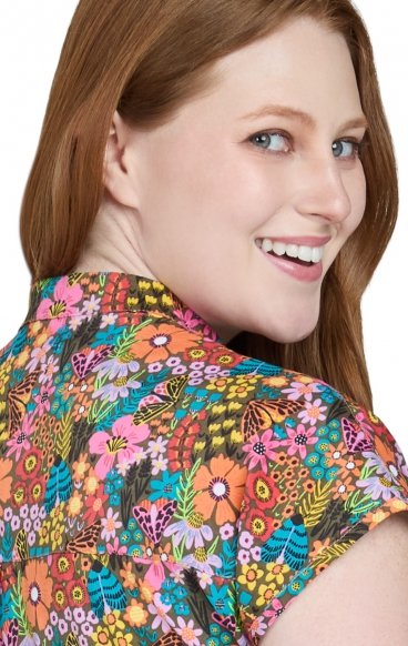 1093PRA koi Basics Artist Series Ari Split Neck Print Top - Flower Bug 1093PRA koi Basics Artist Series Ari Split Neck Print Top - Flower Bug
