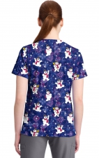TF796 Tooniforms 2 Pocket V-Neck Print Top by Cherokee - Chilly Tiles