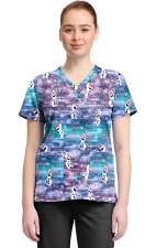 TF796 Tooniforms 2 Pocket V-Neck Print Top by Cherokee - Olaf in Arendelle