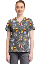 TF796 Tooniforms 2 Pocket V-Neck Print Top by Cherokee - Honey Business