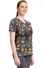 TF796 Tooniforms 2 Pocket V-Neck Print Top by Cherokee - Honey Business