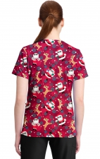 TF796 Tooniforms 2 Pocket V-Neck Print Top by Cherokee - Future is Bright