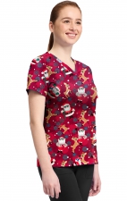 TF796 Tooniforms 2 Pocket V-Neck Print Top by Cherokee - Future is Bright