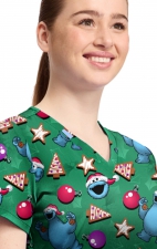 TF796 Tooniforms Haut Imprimé à Col en V avec 2 Poches par Cherokee - Christmas Cookie