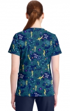 TF796 Tooniforms 2 Pocket V-Neck Print Top by Cherokee - Tinker Bell Flight