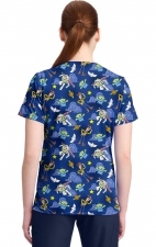 TF796 Tooniforms 2 Pocket V-Neck Print Top by Cherokee - Andy's Room