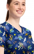 TF796 Tooniforms 2 Pocket V-Neck Print Top by Cherokee - Andy's Room