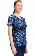TF796 Tooniforms 2 Pocket V-Neck Print Top by Cherokee - Andy's Room