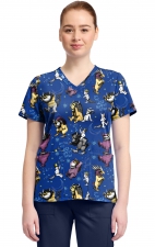 TF796 Tooniforms 2 Pocket V-Neck Print Top by Cherokee - Wild Rumpus
