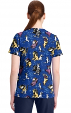 TF796 Tooniforms 2 Pocket V-Neck Print Top by Cherokee - Wild Rumpus