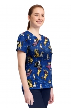 TF796 Tooniforms 2 Pocket V-Neck Print Top by Cherokee - Wild Rumpus