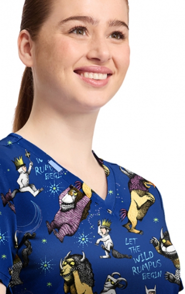 TF796 Tooniforms 2 Pocket V-Neck Print Top by Cherokee - Wild Rumpus TF796 Tooniforms 2 Pocket V-Neck Print Top by Cherokee - Wild Rumpus