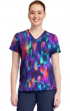 MC632 Haut Imprimé à Col en V par Med Couture - Aurora Stripe