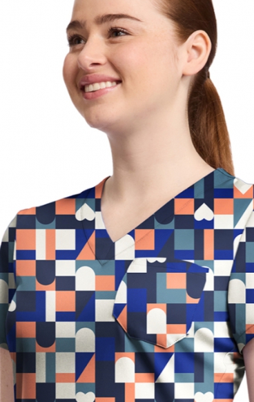 MC632 Med Couture V-Neck Print Top - Board Game MC632 Med Couture V-Neck Print Top - Board Game