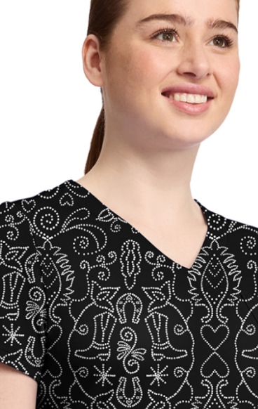 MC632 Med Couture V-Neck Print Top - First Rodeo