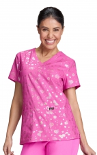 1082PR koi Lite Haut Velora Extensible Imprimer - Iridescent Light Bright Hibiscus Pink