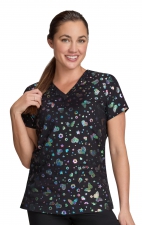 1082PR koi Lite Velora Stretch Print Top - Iridescent Light Bright Black