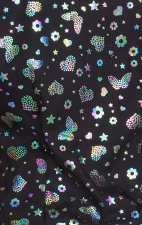 1082PR koi Lite Velora Stretch Print Top - Iridescent Light Bright Black
