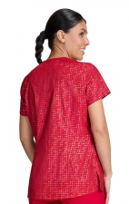 1082PR koi Lite Velora Stretch Print Top - Iridescent Dot Ruby
