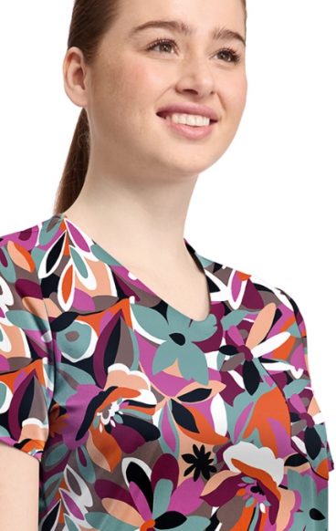 CK857 High-Low V-Neck Print Top by Cherokee - Cut Flowers CK857 High-Low V-Neck Print Top by Cherokee - Cut Flowers