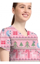 CK857 Haut Imprimé à Col en V Haut-bas par Cherokee - Festive Fair Isle
