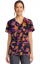 CK856 Haut Imprimé à Col en V avec 2 Poches par Cherokee - Velvet Floral