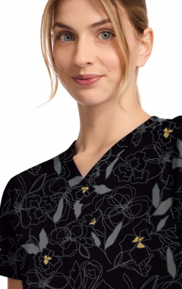 DK667 Haut Imprimé à 4 Poches par Dickies - Scribble Floral DK667 Haut Imprimé à 4 Poches par Dickies - Scribble Floral