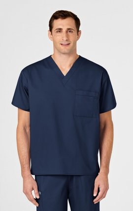 100 WonderWORK Haut à Col en V Unisexe avec 1 Poche au Poitrine
