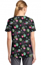 TF797 Tooniforms Tuckable Print Top with Chest Pocket by Cherokee - Baubles and Bulbs
