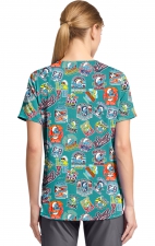 TF797 Tooniforms Tuckable Print Top with Chest Pocket by Cherokee - Collegiate Smurfs