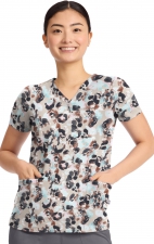 2266 Healing Hands Amanda Grosgrain Ribbon V-Neck Print Top - Abstract Cheetah