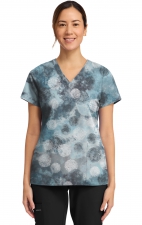 HH910 Healing Hands Amanda Haut Imprimer à Col en V avec Ruban Grosgrain - Moody Dots