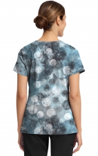 HH910 Healing Hands Amanda Grosgrain Ribbon V-Neck Print Top - Moody Dots