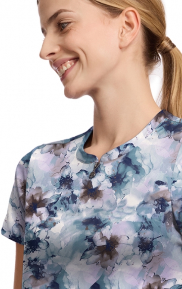 HH911 Ivy 3 Pocket Print Top by Healing Hands - Underwater Blooms