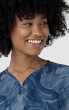 6267 WINK Dolman Y-Neck Print Scrub Top - Dreamy Daze Navy Tonal