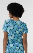 6467 WINK Tuck In Print Top with Chest Pocket - Breezy Palms