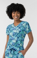 6467 WINK Tuck In Print Top with Chest Pocket - Breezy Palms