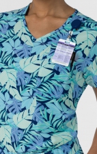 6467 WINK Tuck In Print Top with Chest Pocket - Breezy Palms