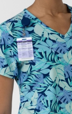 6467 WINK Tuck In Print Top with Chest Pocket - Breezy Palms