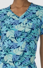 6467 WINK Tuck In Print Top with Chest Pocket - Breezy Palms