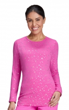 167PR Tessa Haut à Manches Longues de koi - Hibiscus Pink Iridescent Twinkle Pattern