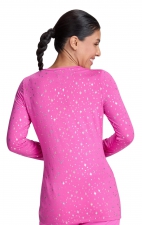 167PR Tessa Haut à Manches Longues de koi - Hibiscus Pink Iridescent Twinkle Pattern