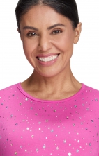 167PR Tessa Haut à Manches Longues de koi - Hibiscus Pink Iridescent Twinkle Pattern