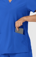6145 W123 Flex-n-Reach Side Panel Curved V-Neck Top by WINK