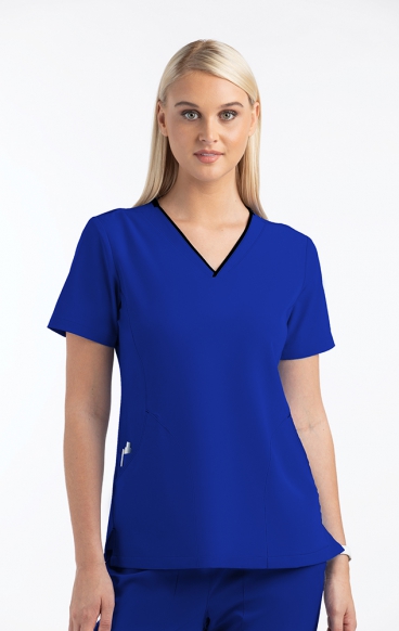 *VENTE FINALE 2XL 4510 Matrix Impulse Haut à Col en V Curbé Contrasté pour Femmes par Maevn