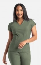 2501 Embrace Zoe Banded V-Neck 4 Pocket Top by Maevn